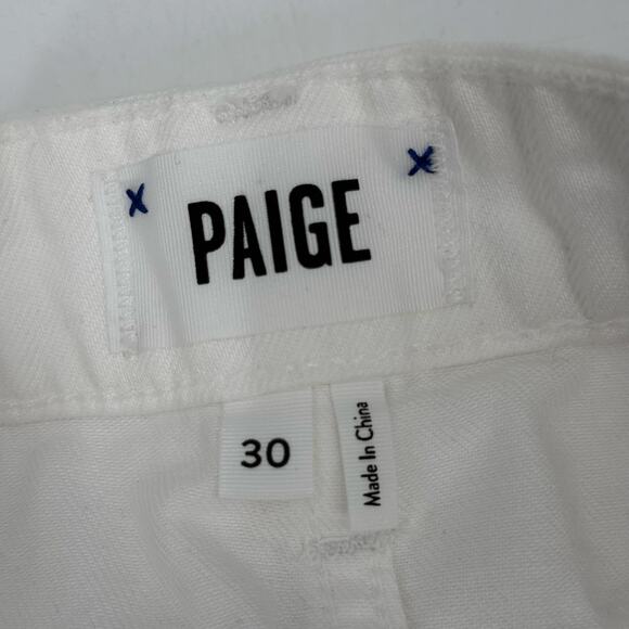 Paige Denim Aideen Skirt SZ 30 White Jean Cotton Lyocell Distress Raw Hem Button - Picture 7 of 16